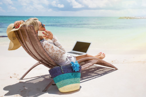 woman relaxing on beach